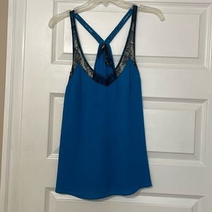 EXPRESS medium blue/black lace tank